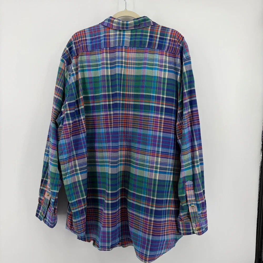 Polo Ralph Lauren‎ Mens 3XB Multicolor Plaid Long Sleeve Button Up Shirt Madras